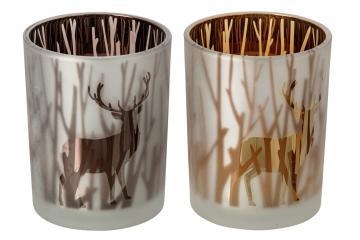 Photophore Cerf Marron Doré x2