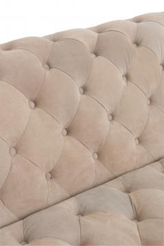 Canapé Suède Velours Capitonné Beige 241cm