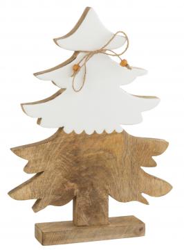 Sapin de Noël Bois Naturel Blanc Corde