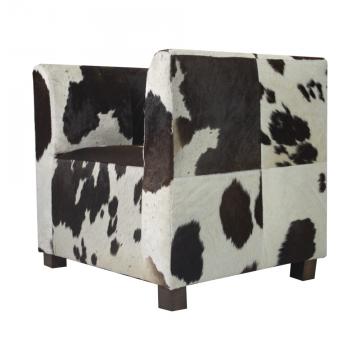 Fauteuil Club Vache Brun Foncé-Blanc