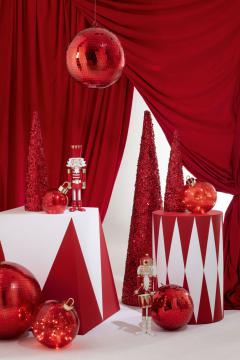 2 x Boules de Noël Verre Rouge ø25cm