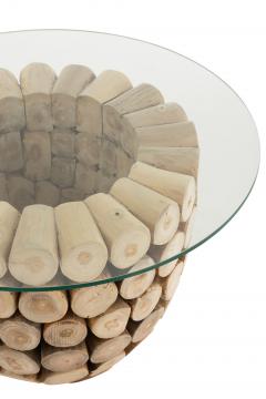 Table d'appoint Ronde Rondins Teck Naturel