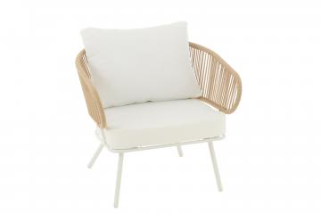 Salon de Jardin Poa Blanc Naturel 3 Pièces