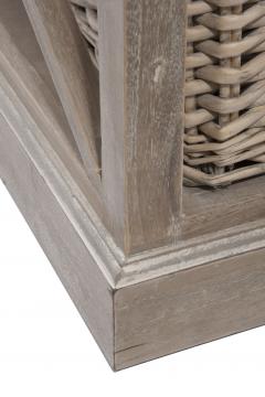 Table Basse de Salon Panier Osier Bois Naturel Grisé