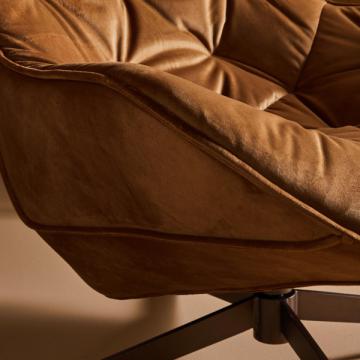 Fauteuil Velours Camel James Pivotant