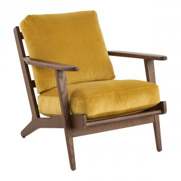 Fauteuil Jules Velours Safran Blanc d'Ivoire