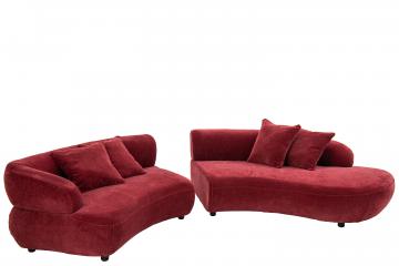 Canapé Contemporain 4/5 Places Velours Bordeaux