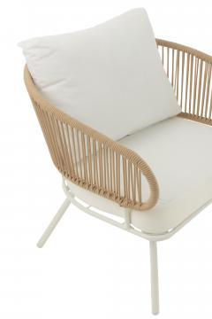 Salon de Jardin Poa Blanc Naturel 3 Pièces