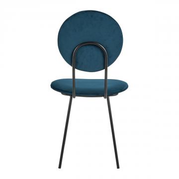 Chaise Colette Velours Bleu Nuit Blanc d'Ivoire