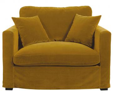 Fauteuil Angie Velours Safran Blanc d'Ivoire