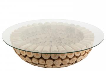 Table de Salon Rondins Teck Naturel