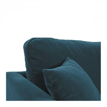 Fauteuil Angie Velours Bleu Paon Blanc d'Ivoire