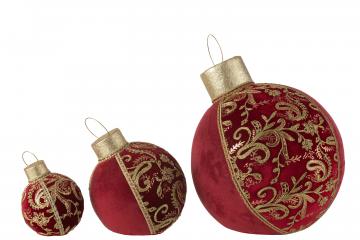 Boule de Noël Velours Rouge-Or ø40cm
