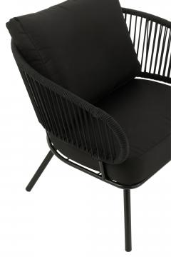 Salon de Jardin Poa Noir 3 Pièces