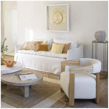 Décoration Murale Rosace Fleurs de Palmiers Blanc d'Ivoire