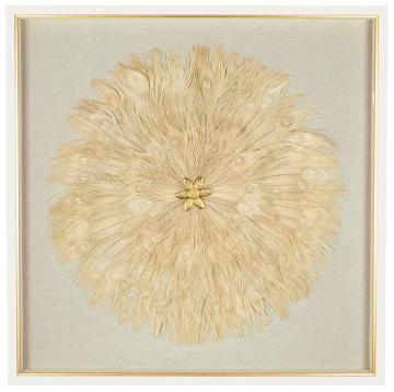 Décoration Murale Fleur Plumes Ecru Blanc d'Ivoire