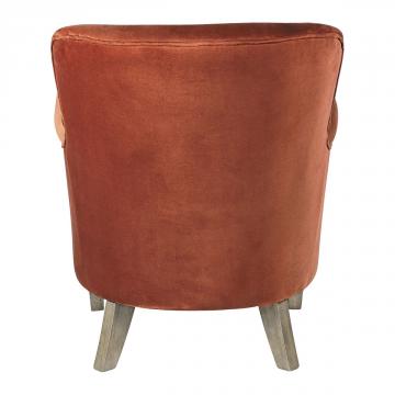 Fauteuil Claude Velours Orange Brûlée Blanc d'Ivoire