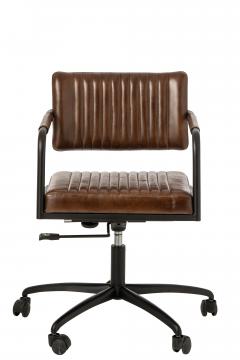 Chaise Bureau Réglable Cuir Marron Indus Vintage