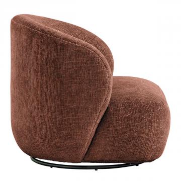 Fauteuil Lisette Jacquard de Velours Bois de Rose Pivotant Blanc d'Ivoire
