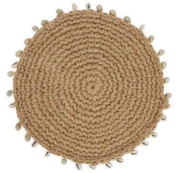 4 Sets de Table Rond Cauri Jute Coquillages