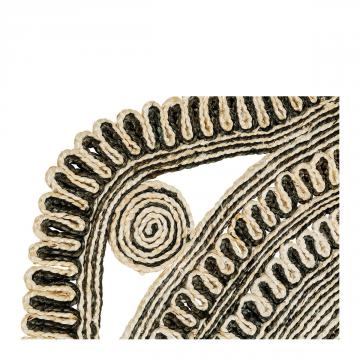 Tapis Kishi Jute Blanc / Noir Blanc d'Ivoire ø200cm