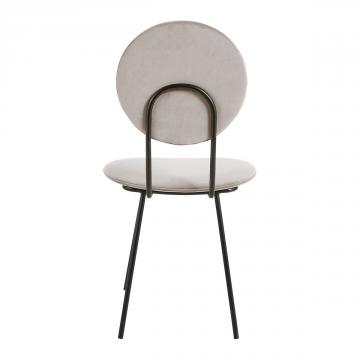 Chaise Colette Velours Gris Perle Blanc d'Ivoire