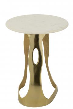 Bout de Canapé Marbre Blanc Aluminium Doré GM