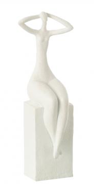 Statue Femme Assise Rectangle Blanc