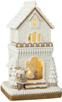 Maison Pain d'Epice Led et Père Noël H46cm