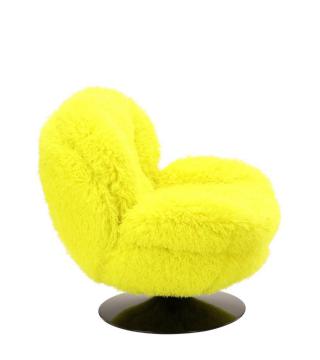 Fauteuil Memento Fausse Fourrure Poils Longs Jaune Athezza