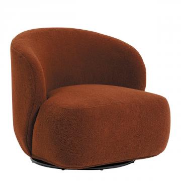 Fauteuil Lisette Bouclette Terracotta Pivotant Blanc d'Ivoire