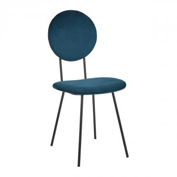Chaise Colette Velours Bleu Nuit Blanc d'Ivoire