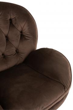 Fauteuil Relax + Repose Pieds Velours Marron