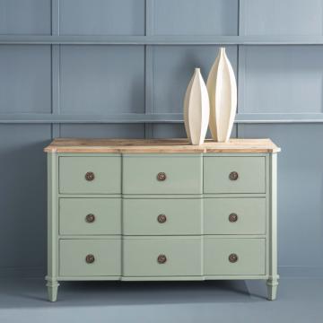 Commode Simone - 5 Tiroirs Vert de Gris Naturel