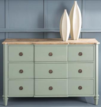 Commode Simone - 5 Tiroirs Vert de Gris Naturel