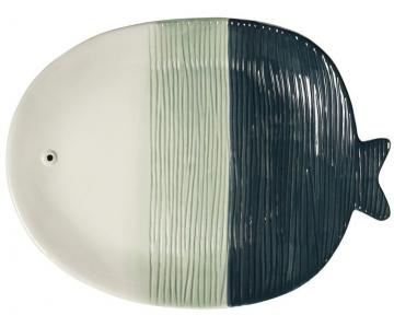 Assiette Plate x1 Poisson Tropical Bleu GM Athezza