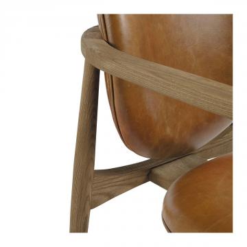 Fauteuil Melvin Cuir Frêne Blanc d'Ivoire