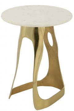 Bout de Canapé Marbre Blanc Aluminium Doré GM