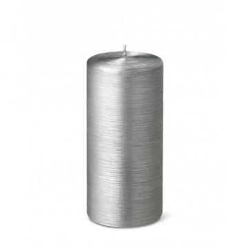 Bougie Cylindrique Striée Argent