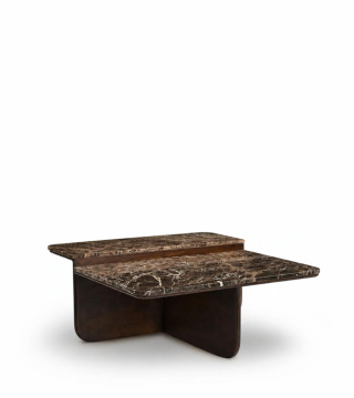 Table Basse Apolline Marbre Manguier Foncé NEW