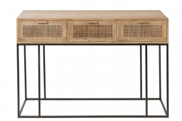 Console 3 Tiroirs Rotin Tissé