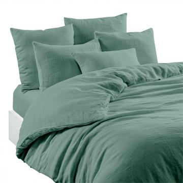 Drap Housse Limy Céladon Lin-Lavé Coton (2 tailles)
