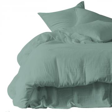 2 x Taies d'Oreiller Mykonos Céladon Double Gaz Coton (2tailles)