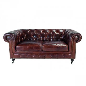 Canapé Cuir Marron Chesterfield 2 Places