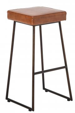 Tabouret de Bar Cuir Camel Indus Vintage