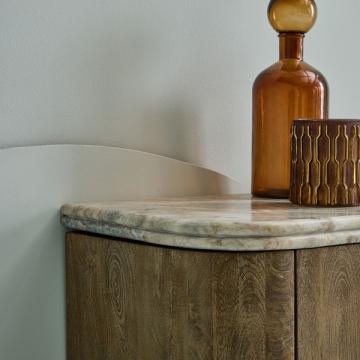 Meuble TV Buren Bois Massif Marbre