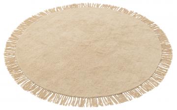Tapis Rond Franges Coton Beige Clair ø150cm
