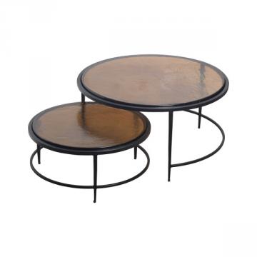 Tables Basses Gigognes Igloo Verre Fumé Métal Noir