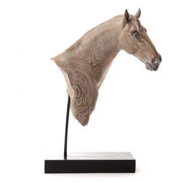 Tête de Cheval sur Socle Nature H48cm