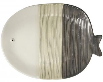 Assiette Plate Poisson Tropical Grise GM Athezza